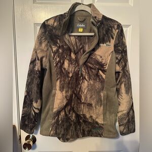 EUC Cabela's Outfit Her Womens 1/4 Zip Camo Fleece Pullover Sz M